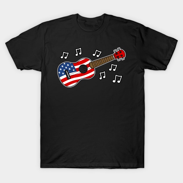 4th July Ukulele USA Flag Ukulelist T-Shirt by doodlerob